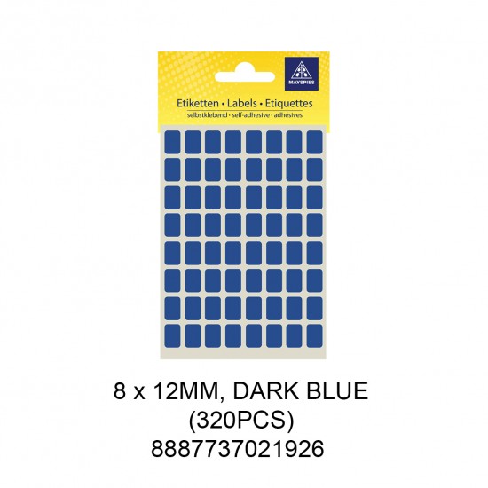 MAYSPIES MS-8X12MM COLOUR LABEL / 5 SHEETS/PKT / 320PCS / 8X12MM  DARK BLUE